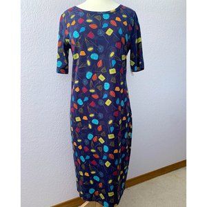 LuLaRoe Julia blue floral dandelions leaves Large